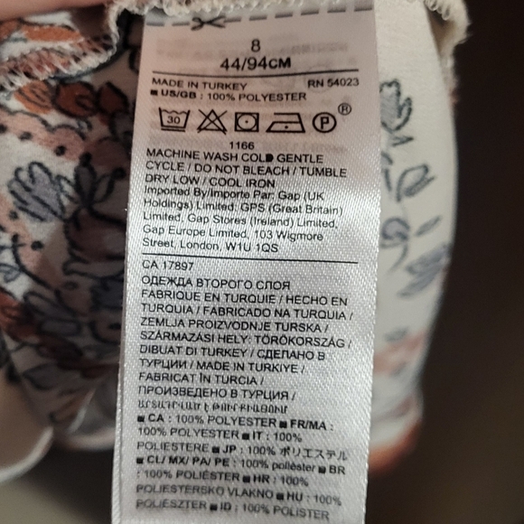 Banana Republic V-Neck Tie Ruffled Long Sleeve Paisley Peasant Midi Dress 8 - Picture 4 of 10